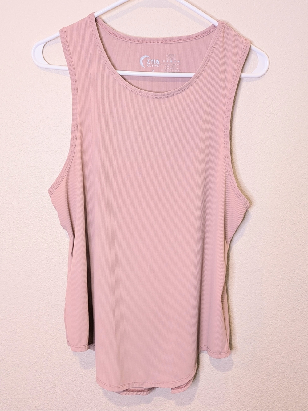 Zyia Active Blush Pink Ribbed Tank Top Size Medium